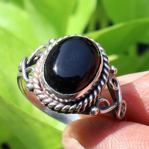 Oval Black Onyx Ring, 925 Sterling Silver, Onyx Jewelry, Genuine Onyx Gemstone, Daily Wear Ring, July Month Birthstone, Gift For Him & Her