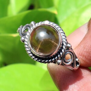 Round Shape Ring, Smoky Quartz Ring, 925 Silver Ring, Brown Stone Ring, Natural Gemstone Ring, Minimalist Jewelry, Statement Ring For Women