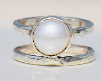 Klobiger Perlen ring: Handgefertigter Boho Schmuck aus 925er Sterling silber