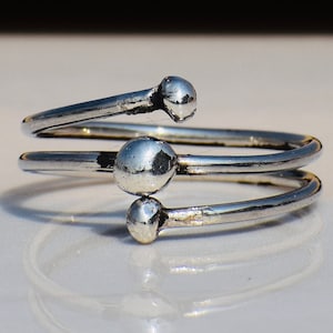 925 Sterling Silver Spiral Wrap Ring, Handmade Swirl Statement Jewelry, Adjustable Modernist Coil Ring