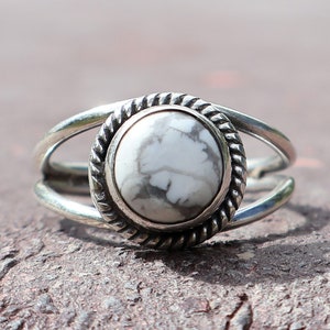 White Howlite Ring: Boho Sterling Silver Handmade Jewelry