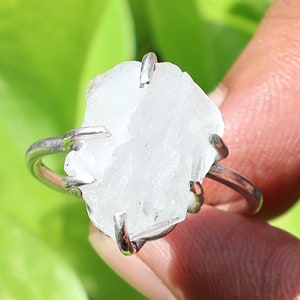 Stackable Raw Crystal Quartz Ring, 925 Sterling Silver, Dainty Gemstone Ring, Bridal Gift, Handmade Silver Jewelry, Promise Ring For Her