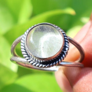 Round Crystal Quartz Ring, 925 Sterling Silver, Clear Gemstone Ring, Statement Jewelry, Bohemian Ring, Handmade Item, Perfect Gift For Her
