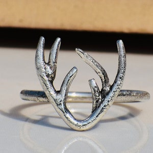 Deer Antler Ring, Reindeer Ring, 925 Sterling Silver Ring, Nature Inspired Ring, Deer Head Ring, Wildlife Jewelry, Christmas Gift For Her