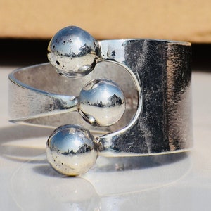 Sterling Silver Ball Ring: Handmade Boho Statement Jewelry