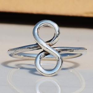 Infinity Sign, Ring for Women, 925 Sterling Silver, Handmade Jewelry, Stackable Infinity Ring, Endless Love Band, Silver Wire Infinity Ring