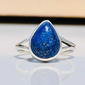 Teardrop Lapis Lazuli Ring, 925 Sterling Silver Ring, Women Jewelry, Daily Wear Ring, Boho Ring, Handmade Ring, Statement Ring, Gift For Her