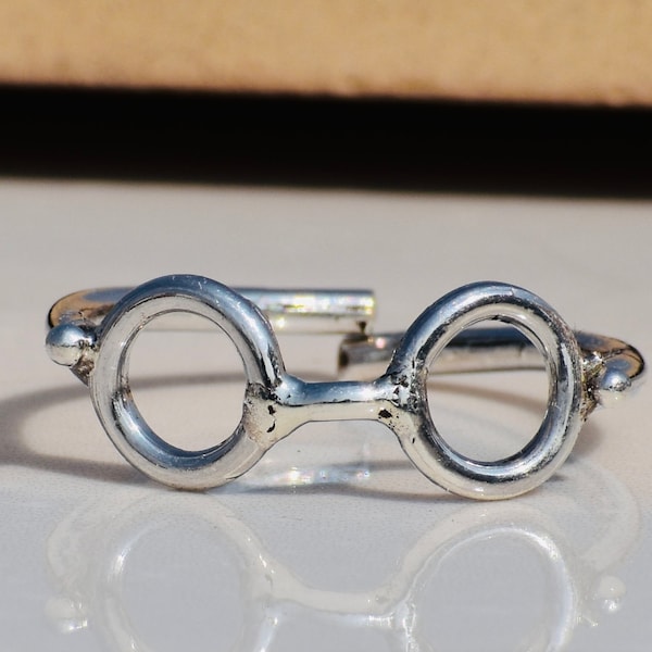 Bague de lunettes, bague réglable, bague en argent sterling, bague de lunettes de soleil, bague minimaliste, bague cadeau, bague de lunettes