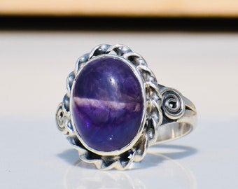 Amethyst Ring, Sterling Silver Ring, Purple Stone Ring, Amethyst Jewelry, Promise Ring, Women Silver Ring, February birthstone