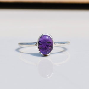 Natural Amethyst Stone Ring, 925 Sterling Silver Ring, Designer Oval Shape Ring, February Month Birthstone, Dainty Ring, Gift For Christmas