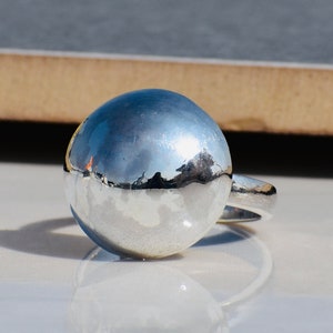 Ball Ring, 925 Sterling Silver Ring, Handmade Silver Statement Ring, Delicate Big Ball Ring, Minimalist Modern Jewelry, Perfect Gift For Her