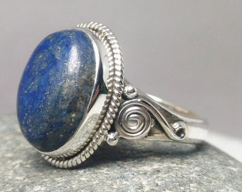 Lapis Lazuli Ring, 925 Sterling Silver Ring, Silver Lapis Ring, Boho Ring, Women's Ring, Lapis Jewelry , Gemstone Ring, Blue Stone Ring