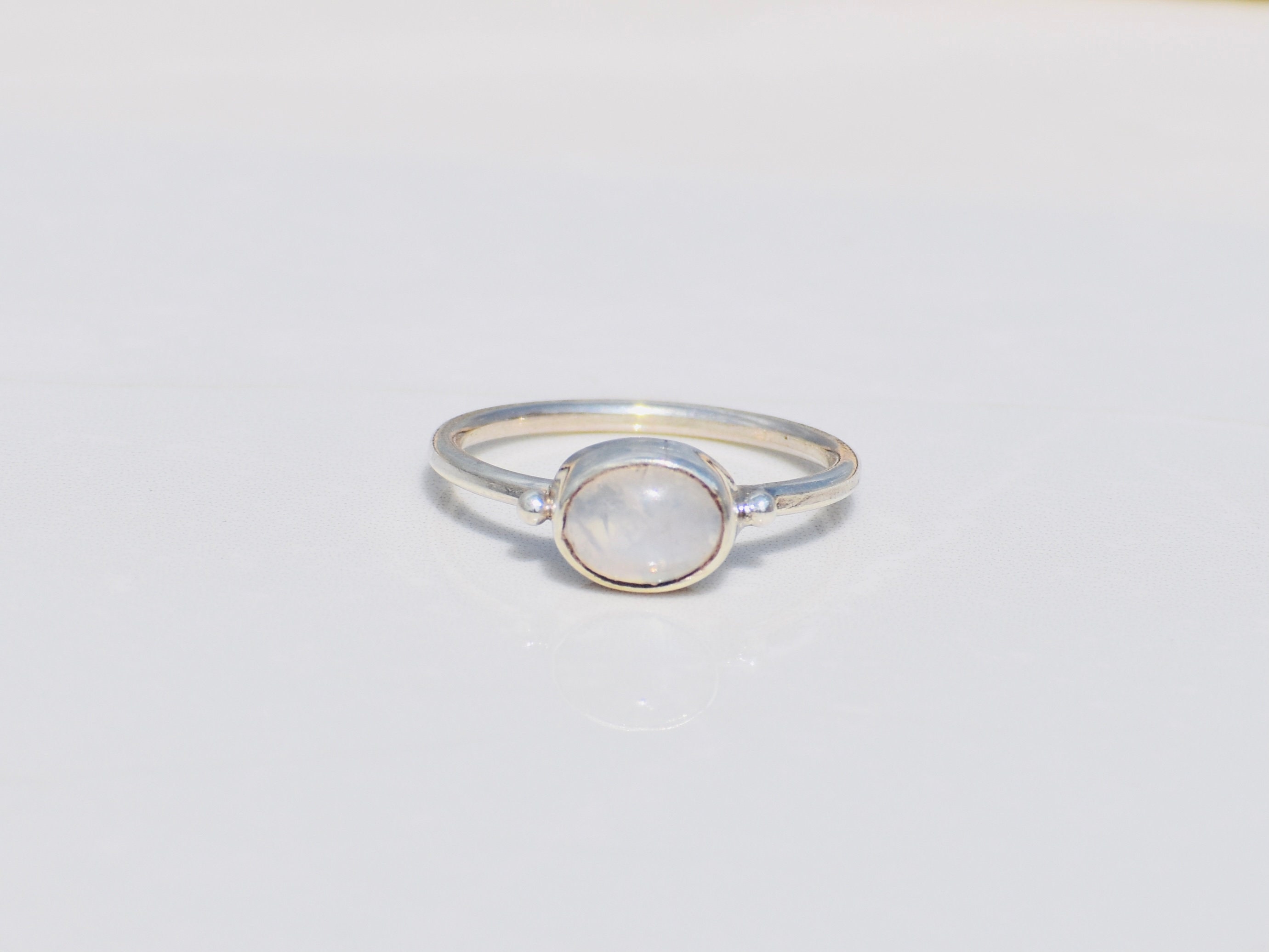 Regenbogen Mondstein Ring: 925 Sterling Silber, Ova Produktbild-Vorschau 5
