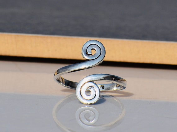 Silver Spiral Ring, Triquetra Celtic Ring, Celtic Sterling Silver Ring,  Sacred Spiral Ring, Celtic Spiral Ring, Spiral Wedding Band, 1285