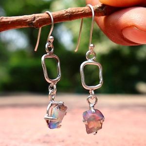 Ethiopian Opal Earrings, 925 Sterling Silver Jewelry, Natural AAA Gemstone, Fire Opal Earrings, October Birthstone, Christmas Gift For Her