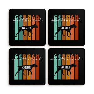 Pack of 4 Coasters - Retro German Shorthaired Pointer Design - GSP