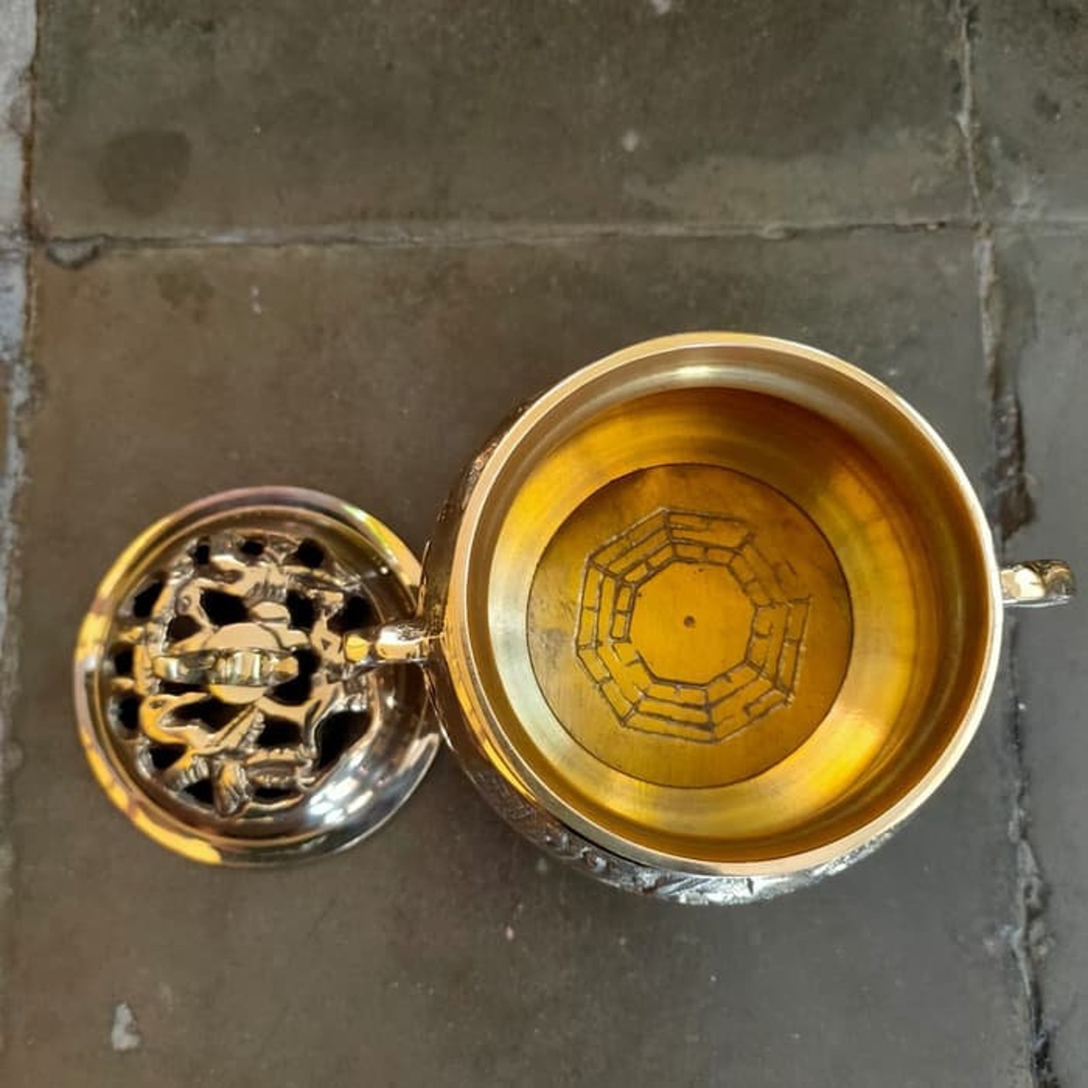 Brass Charcoal Incense Bowl Holder Burner Offering Bowl Etsy