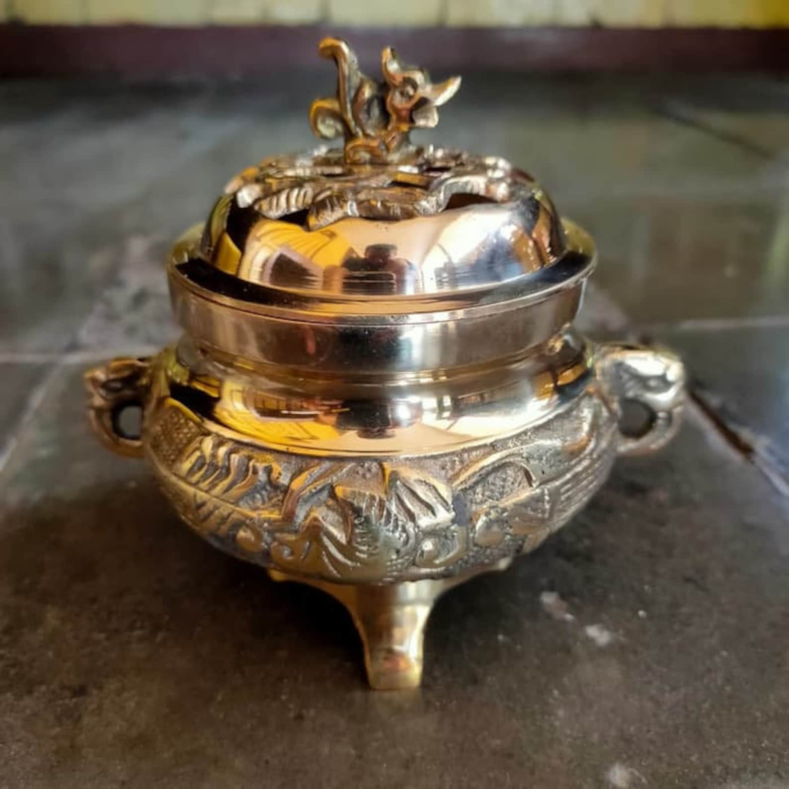 Brass Charcoal Incense Bowl Holder Burner Offering Bowl Etsy