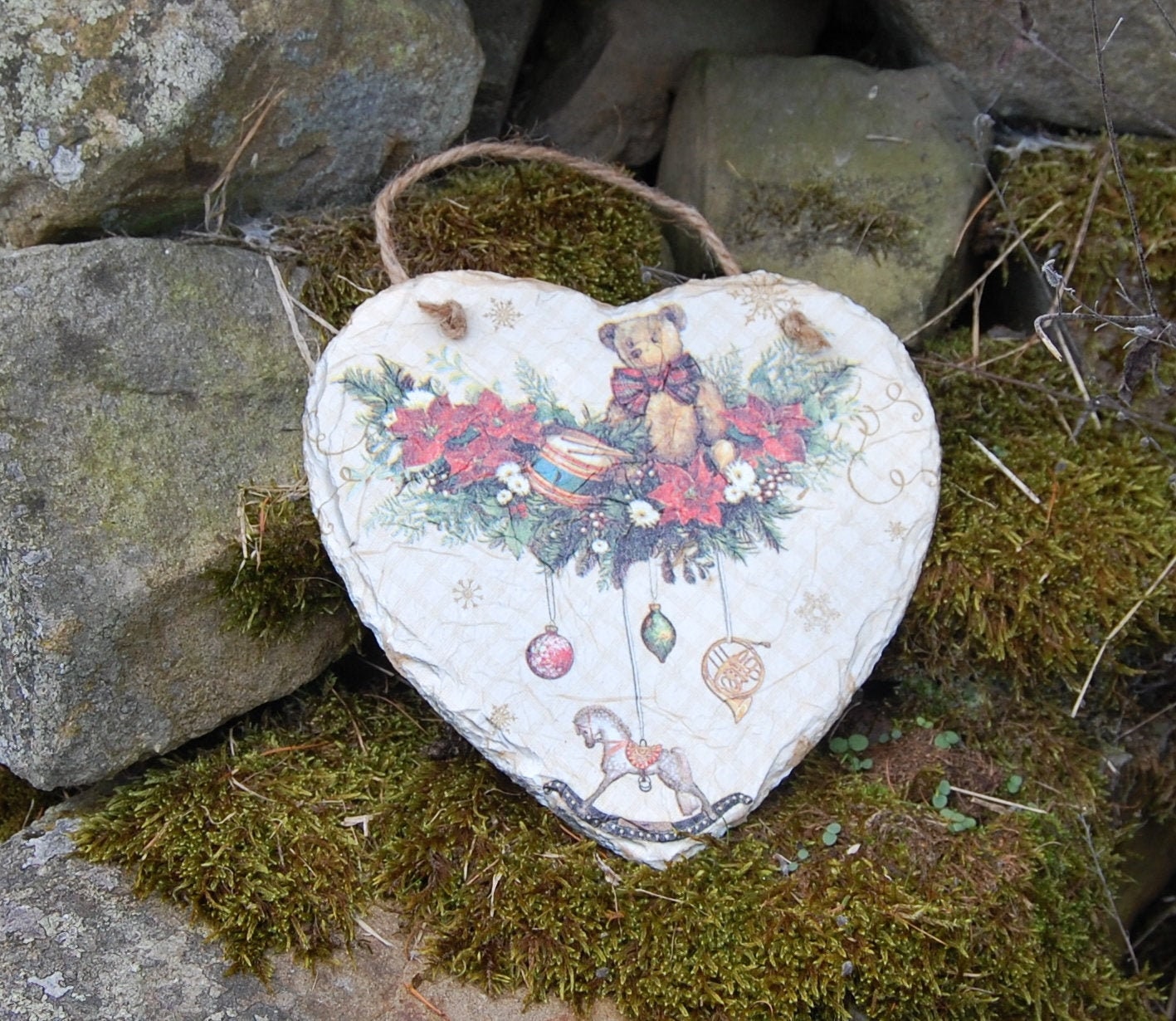Nordic Red & White Christmas Jumper Slate Heart Hanging Sign | Etsy