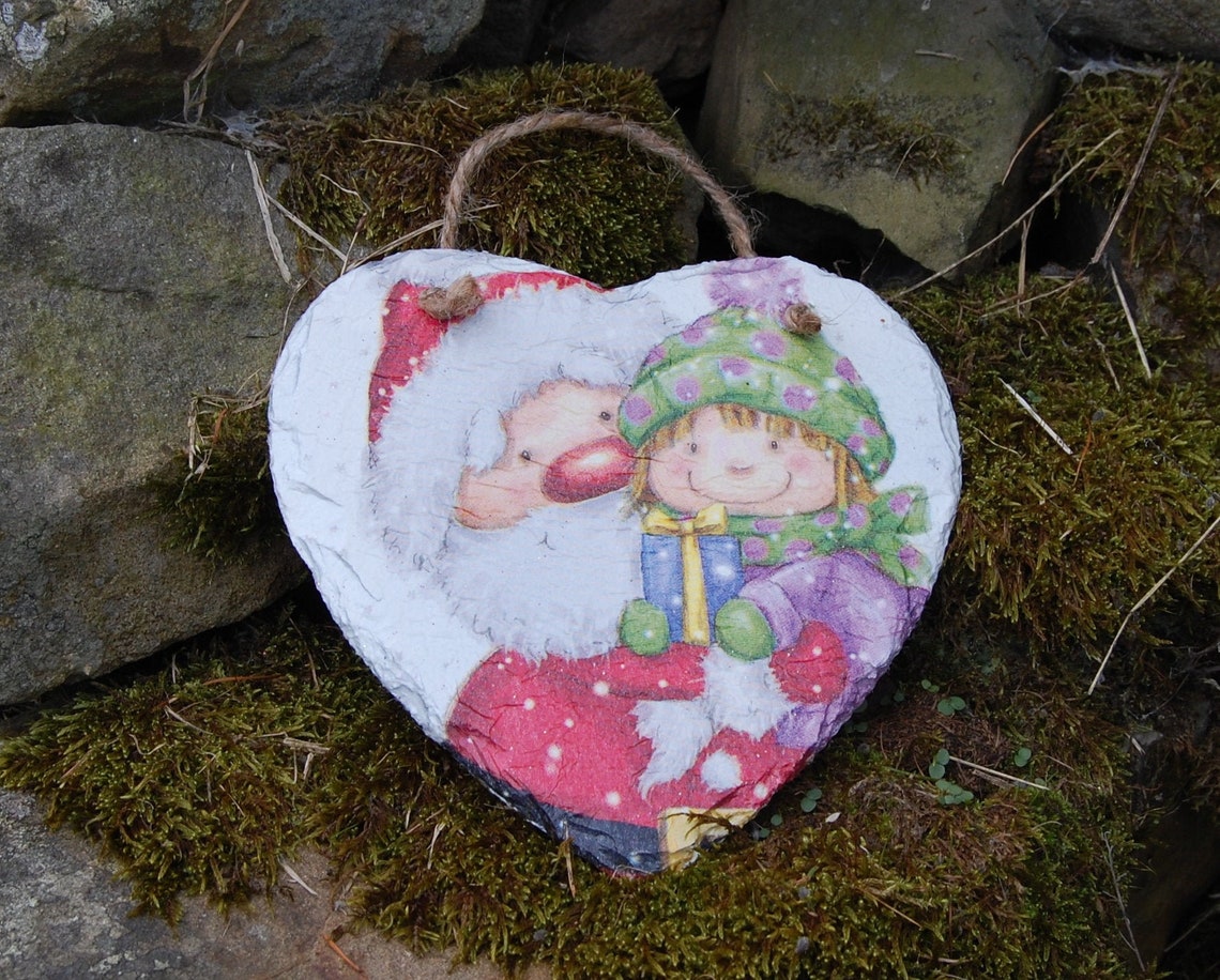 Nativity Scene Slate Heart Hanging Sign Christmas Decoration image 2