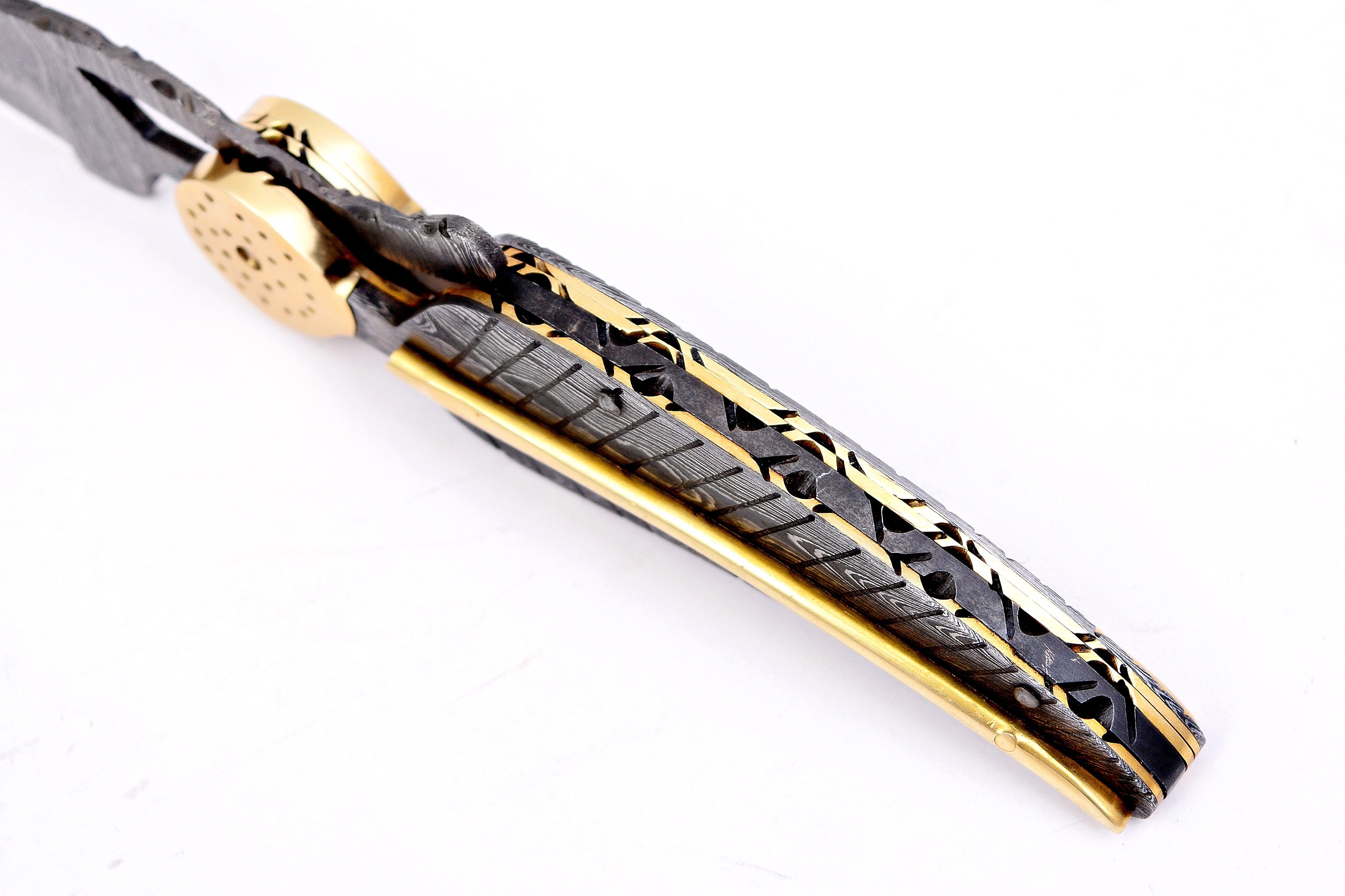 Unique Leaf Engraved Pocket Folding Knife Under Lock With Etsy