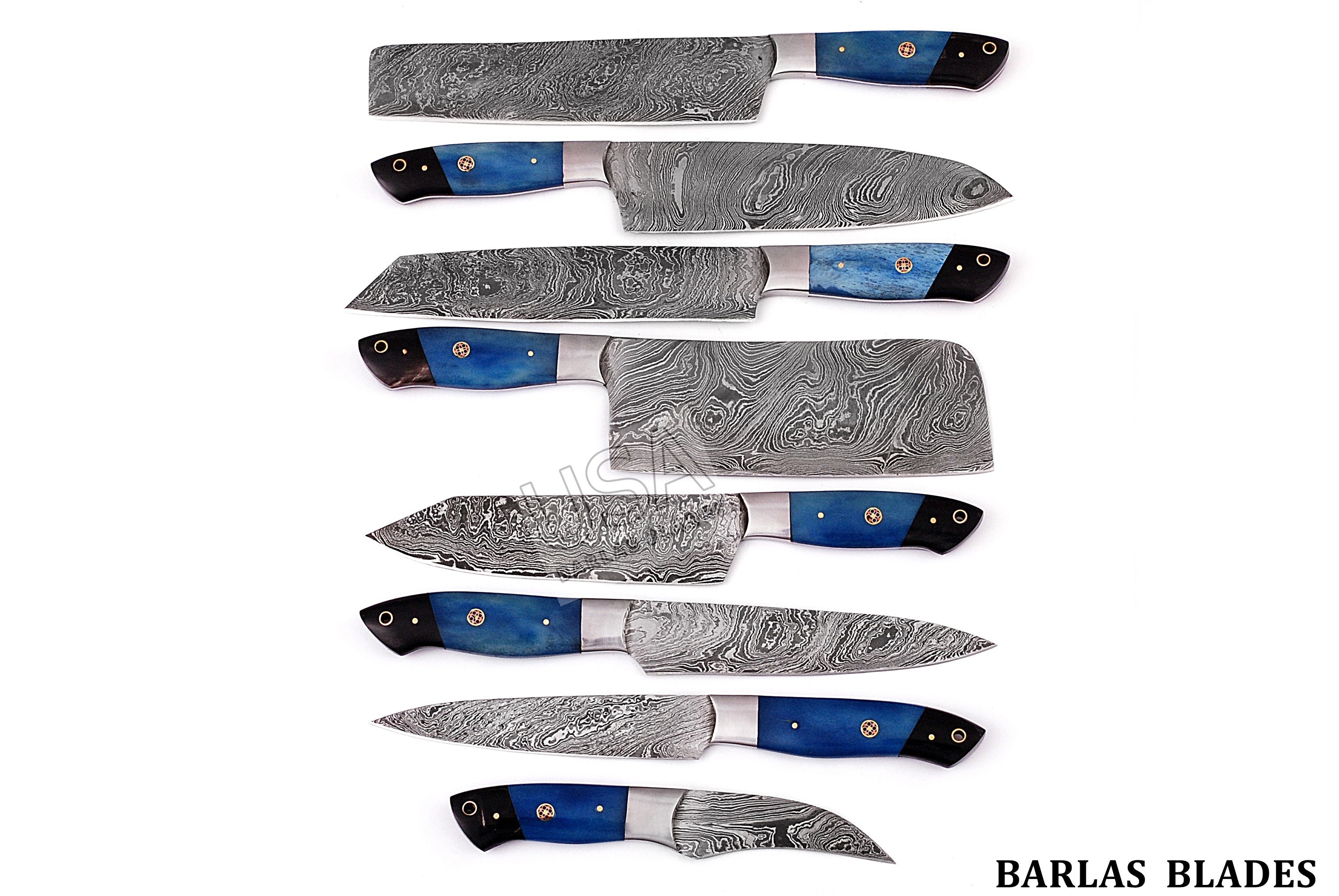Chef Knife Set 8 Pcs Unique Handles Sharp Edge Blades Best Etsy Polska