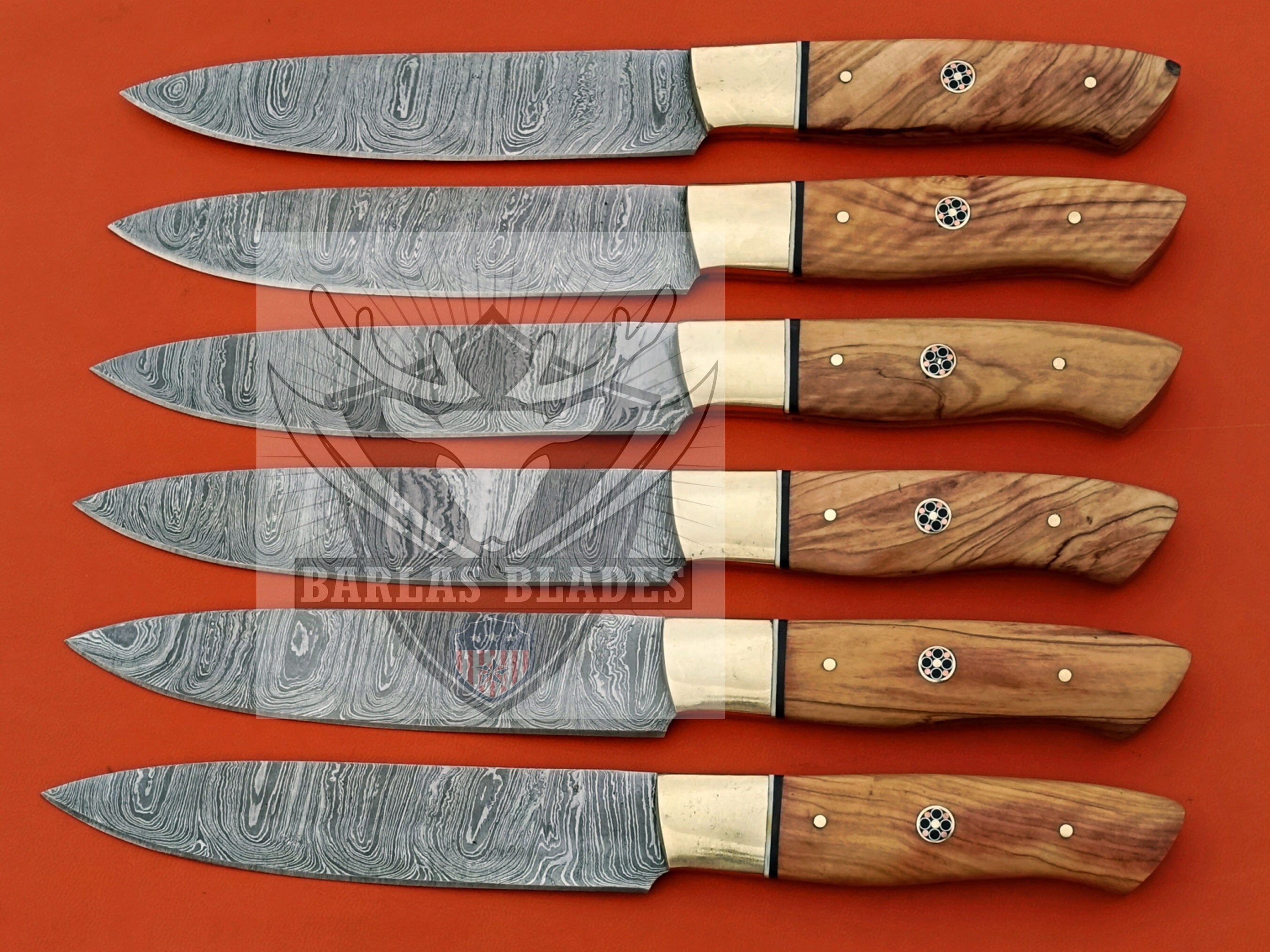 Set of 6 Damascus Steel Steak Knives – Steel Forged Knives