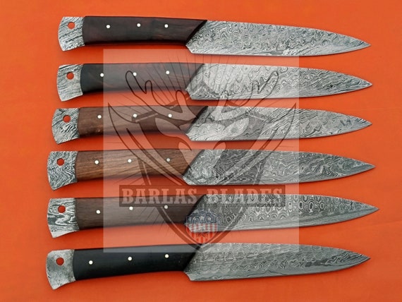 Damascus Steel Steak Knives 6 Pcs Set With Unique Wooden Handles BBQ Table Steak  Knife Dinning Knife Chef Knife Best Christmas Gift 