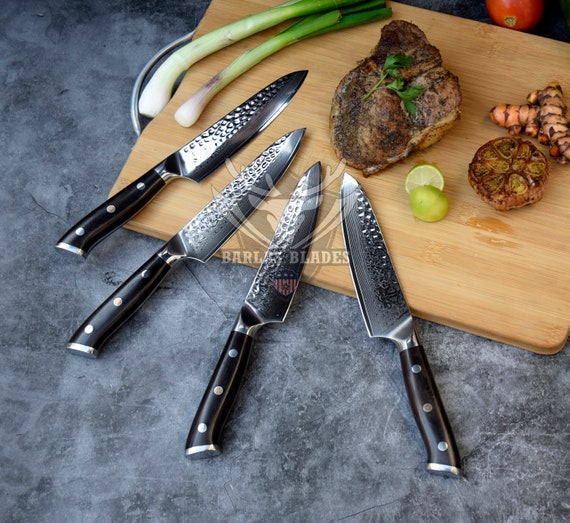 Damascus Steel Steak Knives 6 Pcs Set With Unique Wooden Handles BBQ Table Steak  Knife Dinning Knife Chef Knife Best Christmas Gift 