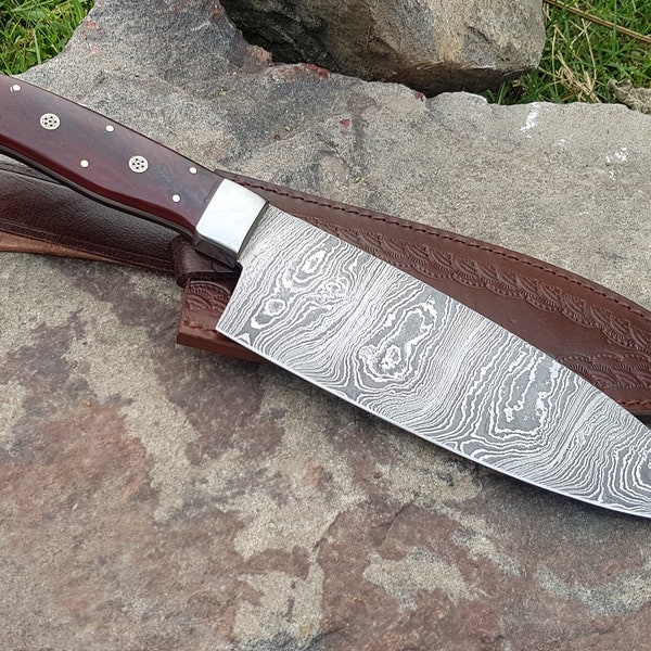 Chef Knife / Kitchen Knife / Damascus Steel Blade / Free Leather Cover/ Best Gift/ Sharped Edge , Thanksgiving Gift , Best Christmas Gift