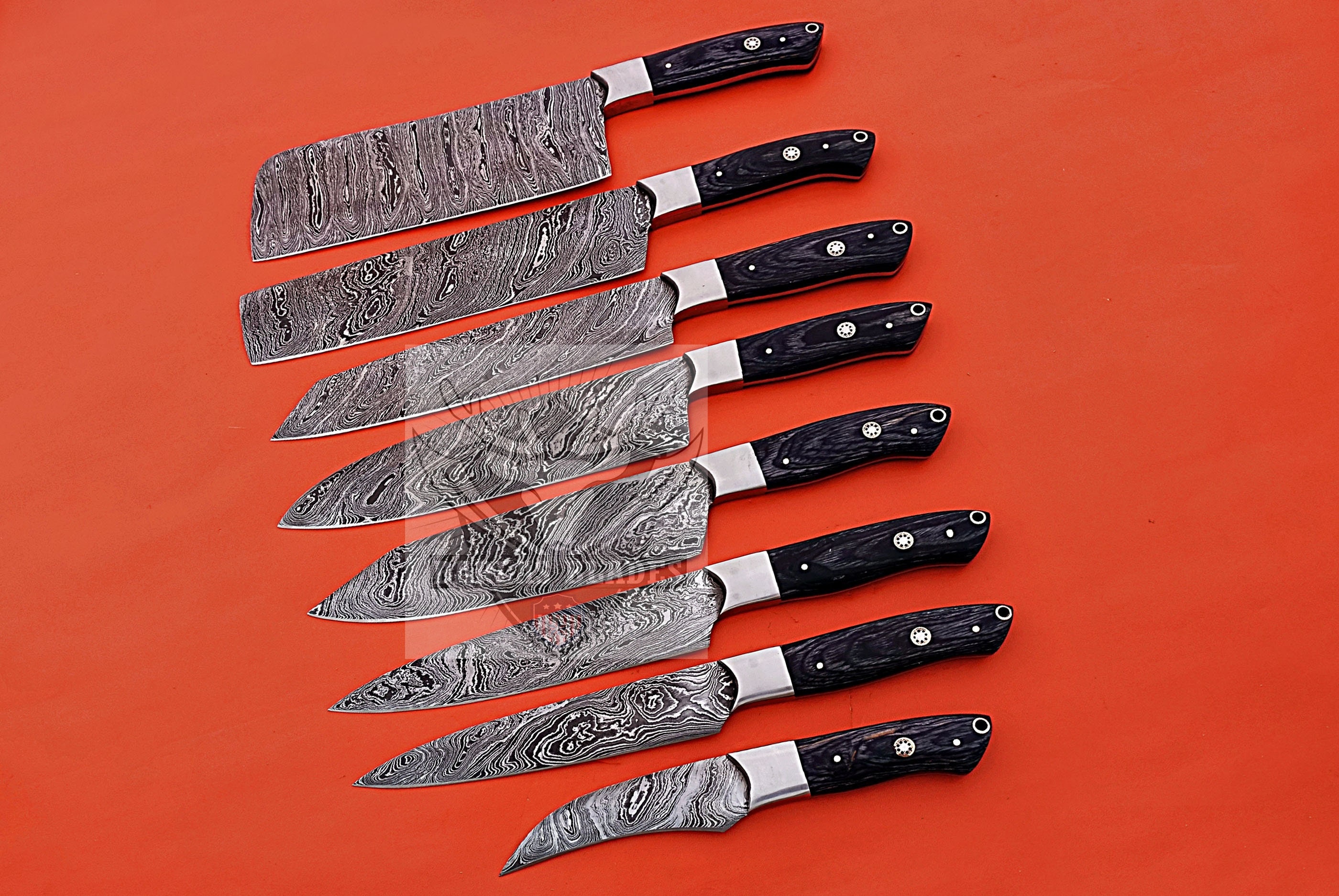  Damascus Steel Knife Set 18Pcs Non Stick Sharp Kitchen Knives  Set with Block 8 pieces Steak Knife Sharpener Shears Cutlery Knives Block  Set Chef Knife Best Gift Burgundy: Home & Kitchen