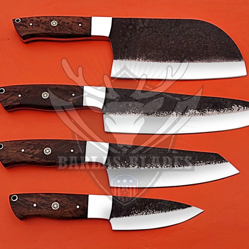 Chef Knife Set 4 Pcs Custom Handmade Knives Set , Camping Outdoor shops Cooking knives set , Best Gift Item , Thanksgiving Gift, Christmas Gift