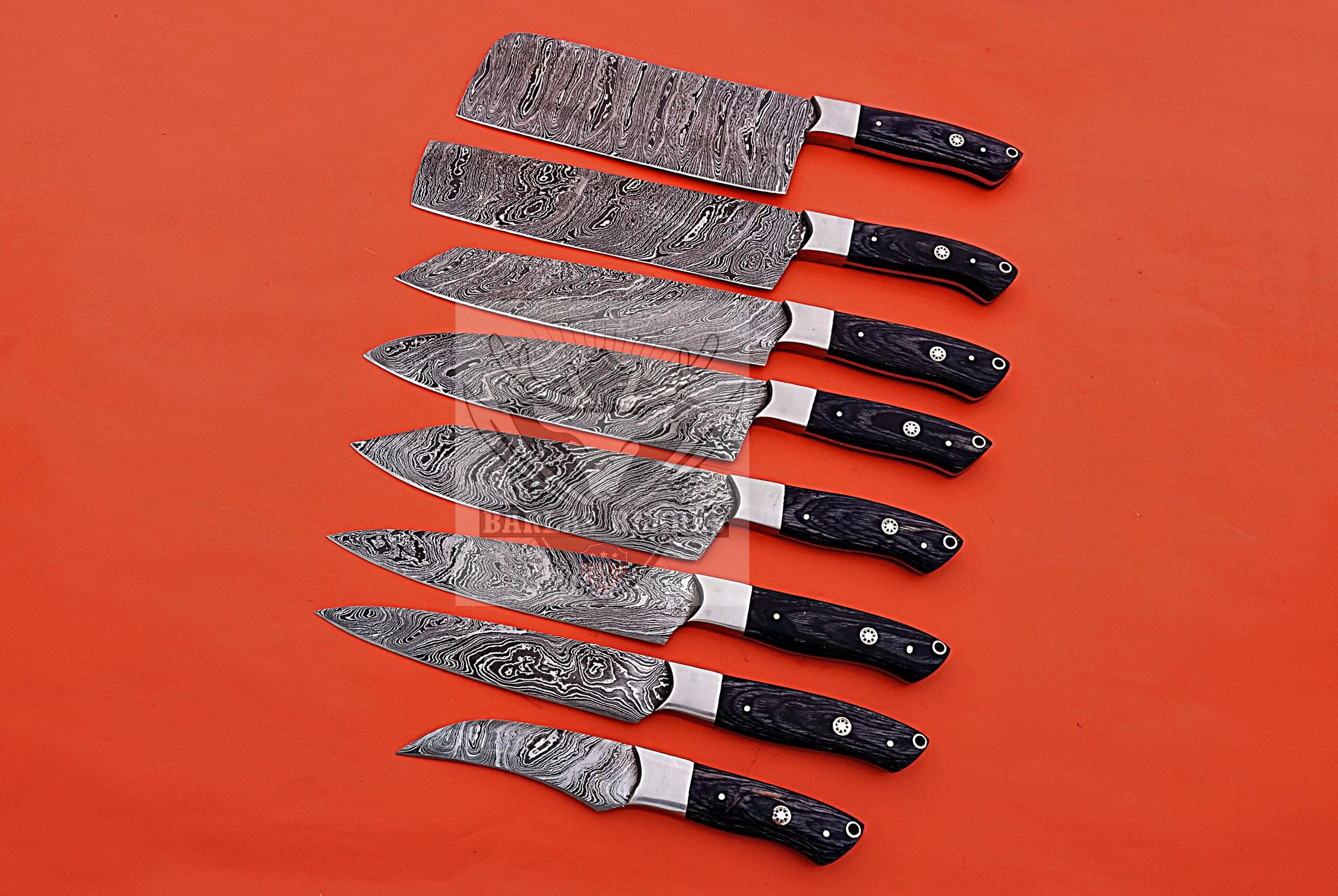 DFITO 8Pcs Kitchen Knife Set Damascus Pattern Stainless Steel Pro Chef  Knives for Gift