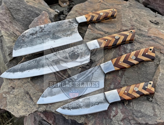 4 Pcs Custom Handmade Chef Knives Set ,BBQ Outdoor Kitchen Knives