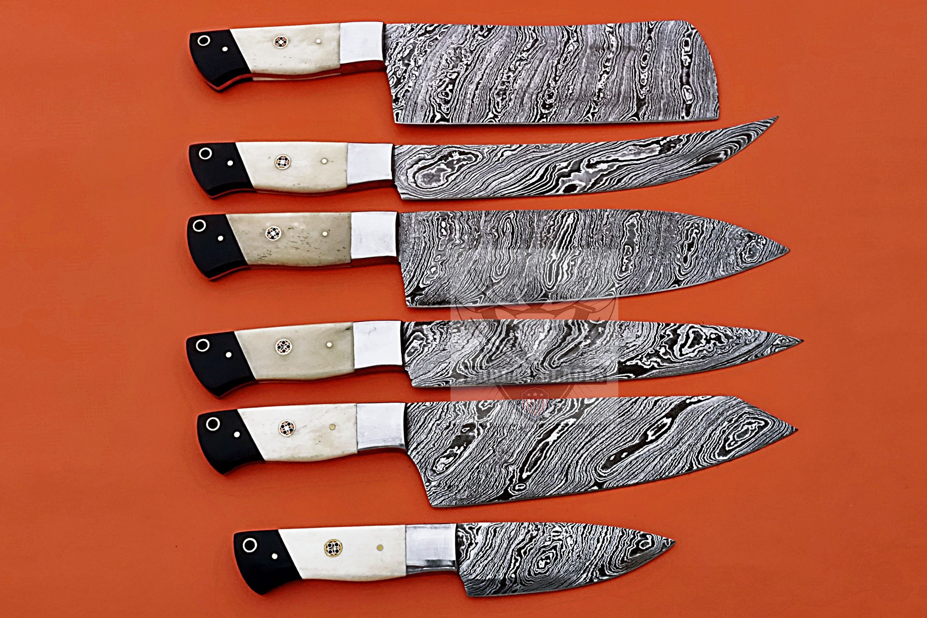 Handmade Damascus Chef Knife Set 6 Pcs,damascus Chef Set,hand Forged Knives,hand  Forged Knives,anniversary & Birthday Gift for Men,knives 