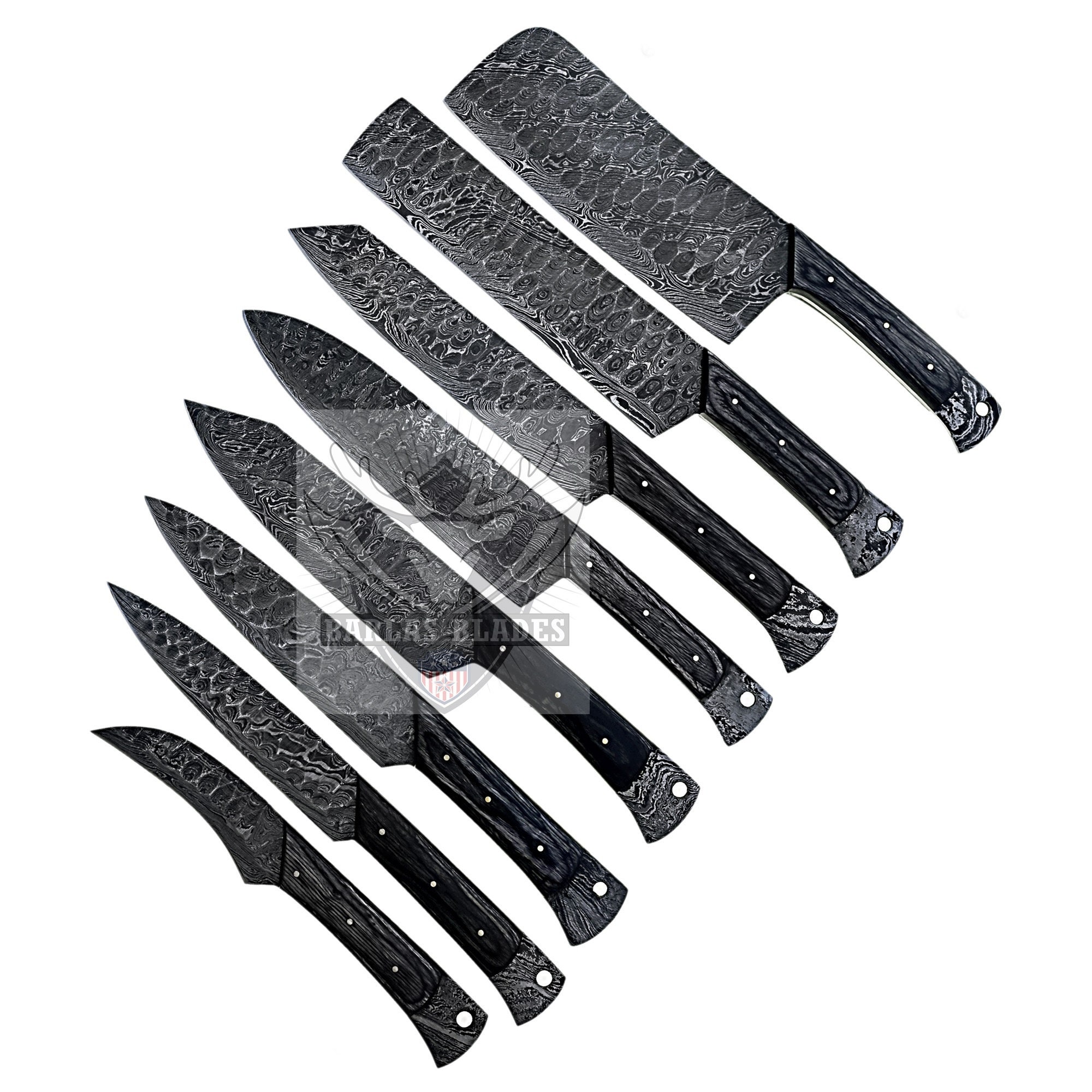 176 Layers Diamond Pattern Blade Chef Knives Set 8 Pcs, Kitchen Knives  Damascus Steel, Outdoor BBQ Knives, Chef's Gift, Thanksgiving Gift 