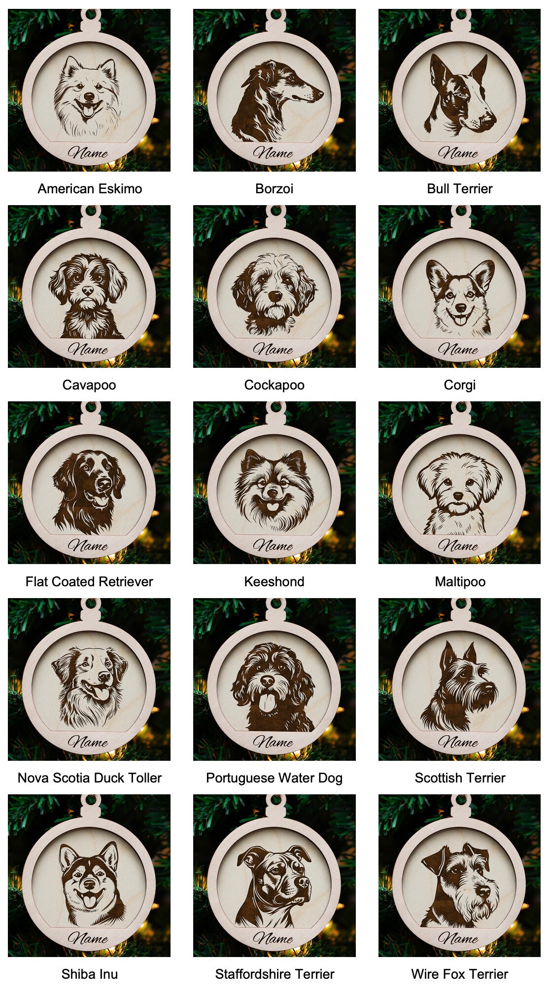 Laser Cut File / Christmas Ornament Digital File / Dog Breed Christmas ...