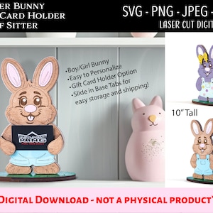 Laser Cut Digital File / Easter Bunny Shelf Sitter Gift Card Holder SVG ...
