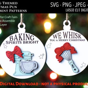 Arquivo digital cortado a laser / Enfeites de Natal SVG, PNG / Glowforge / Pun / Baking Spirits Bright / Feliz Natal / Engraçado