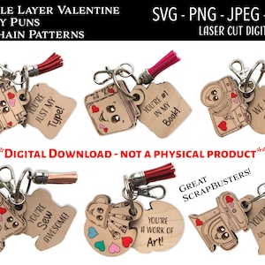 Laser geschnittene digitale Datei / Valentinstag Schlüsselbund SVG / Glowforge / Lustig / Valentinstag / Schrottknacker / Backen / Wortspiel / Schriftsteller / Buch / Kunst
