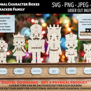 Arquivo digital cortado a laser / Enfeites de caixa de personagem quebra-nozes de família SVG, PNG / Glowforge / Família / Quebra-nozes SVG / Natal em família / Presente