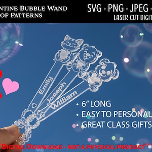 Fichier numérique découpé au laser / SVG de baguette magique de la Saint-Valentin / Glowforge / Chat de la Saint-Valentin / Chien de la Saint-Valentin / Ours de la Saint-Valentin / Saint-Valentin / Enfants