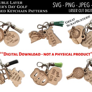 Archivo digital cortado con láser / Llavero de golf del Día del Padre SVG, PNG / Glowforge / Motivacional / Afirmación / Golf / Destructor de chatarra / Papá / Padre