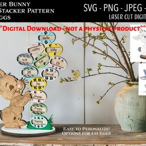 Laser Cut Digital File / Easter Bunny Egg Stacker SVG, PNG / Glowforge / Family / Bunny / Easter Bunny / Personalized Eggs / Easter Eggs