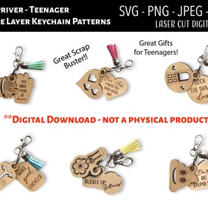 File digitale tagliato al laser / Nuovo driver / Adolescente / Portachiavi SVG, PNG / Glowforge / Motivazionale / Affermazione / Cacca Emoji / Buster rottami