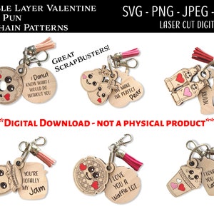 Laser Cut Digital File / Valentine Keychain SVG, PNG / Glowforge / Funny / Love / Cute / Valentine's Day / Scrap buster / Hearts / Love Pun