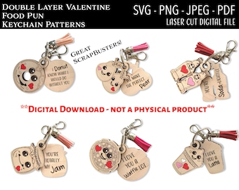 Laser Cut Digital File / Valentine Keychain SVG, PNG / Glowforge / Funny / Love / Cute / Valentine&#39;s Day / Scrap buster / Hearts / Love Pun