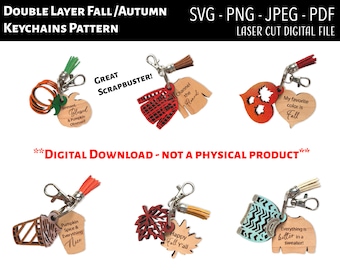 Laser Cut Digital File / Fall Autumn Keychain SVG, PNG / Glowforge / Pumpkin / Motivational / Affirmation / Flannel / Sweater / Scrap buster