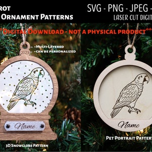 Laser Schnitt Datei / 3D Holz und Acryl Ornament Digitale Datei / Schneekugel SVG, PNG, JPEG / Glowforge / Gravieren / Vogel