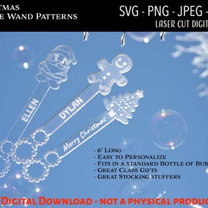Laser geschnittene digitale Datei, Weihnachtsblase Zauberstab SVG, Glowforge, personalisiertes Weihnachtsgeschenk für Kind, Weihnachtsgeschenk, Weihnachtsgeschenke